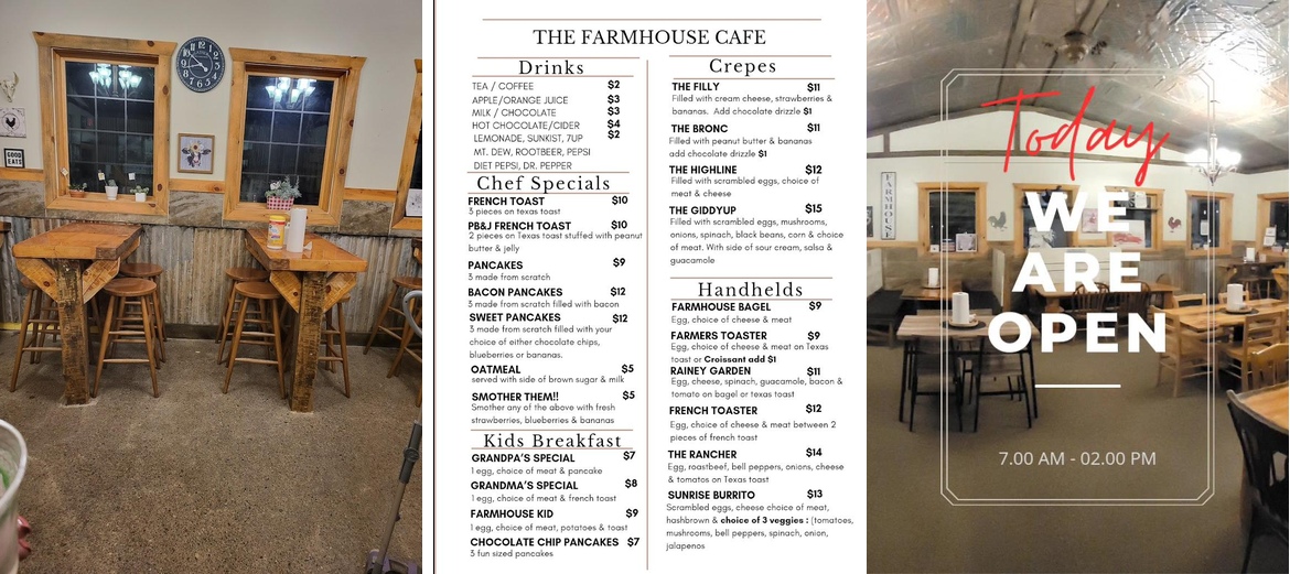 The Farmhouse Cafe Menu