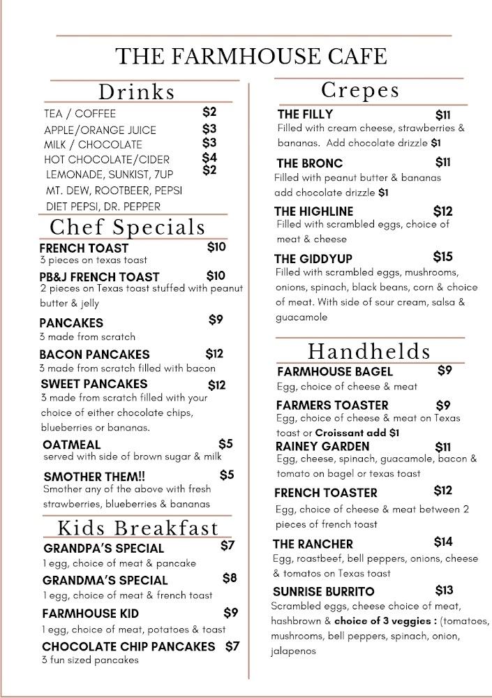 The Farmhouse Cafe Menu image 1