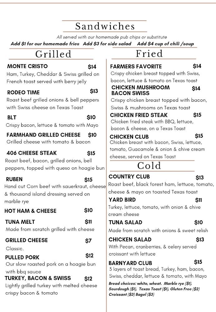 The Farmhouse Cafe Menu image 2